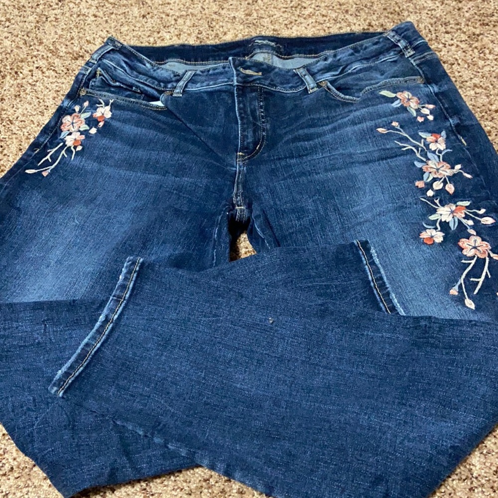 Silver skinny jeans. Size 18